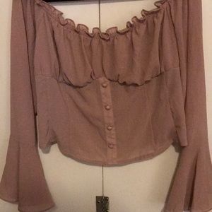 Cropped off the shoulder bell sleeve shein curve 2x